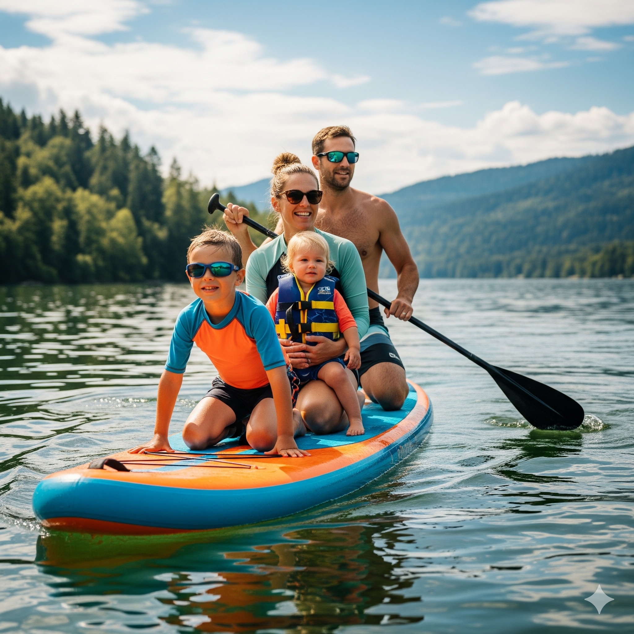 Zdjęcie rodziny na desce SUP